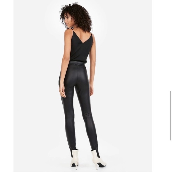 Express Black Faux Leather Scuba Leggings, Size Small - Picture 3 of 10